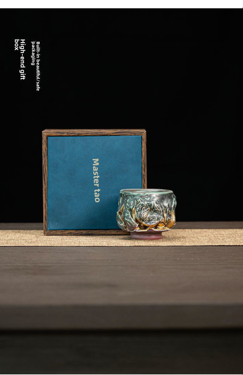 Master Cup Dunhuang Rabbit Master Cup Jianzhan Handmade Cultural and Creative Cup Gold-painted High-end Retro Tea Cup Tea Cup Gift Box