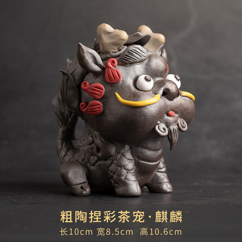 Qingshui Laoyan awakening lion tea pet ornaments can be raised on the tea table to attract wealth, personality, cute, creative desktop tea ceremony boutique accessories