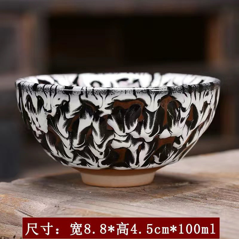 Ceramic Master Kiln Change Kung Fu Tea Set Personal Tea Cup Jianzhan Qinglong Four Tea Cups Mythical Beasts Home Single Cup Tea