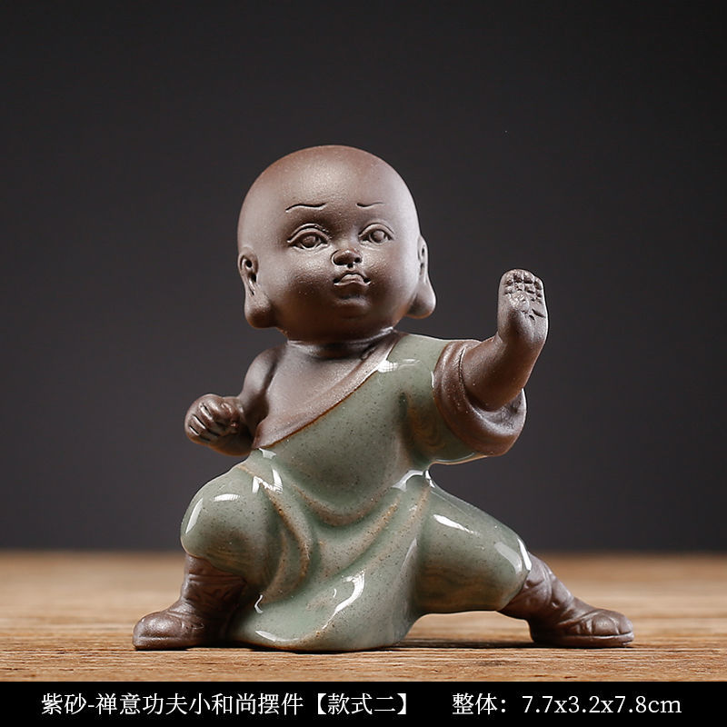 Tea pet ornaments ceramic kung fu little monk boutique can be raised high white porcelain sand mining living room decoration tea utensils table accessories