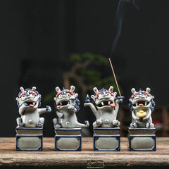 Lucky Pixiu tea pet ceramic line incense burner aromatherapy burner boutique can be raised handmade incense holder creative home accessories incense