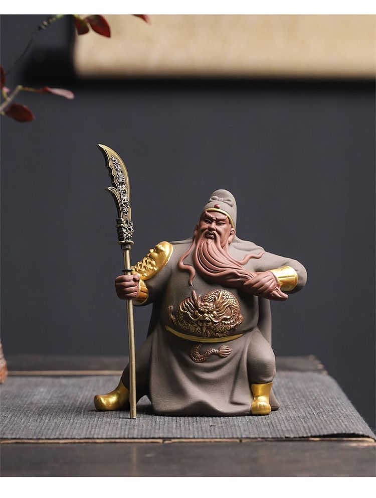 Purple sand can be used to raise the martial saint Guan Yu small ornaments home fortune-attracting boutique Guan Gong decoration tea pet tea play tea table decoration