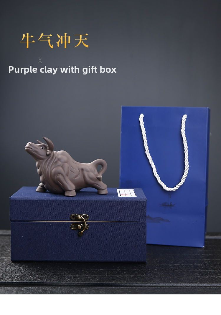 Purple clay zodiac ox fortune tea pet boutique can be raised ox year home gift decoration ornaments tea toys tea set spare parts