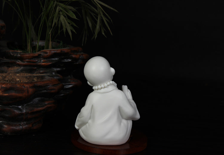 Creative boutique Dehua white porcelain Zen little monk tea pet ornaments handmade ceramic little monk home decoration