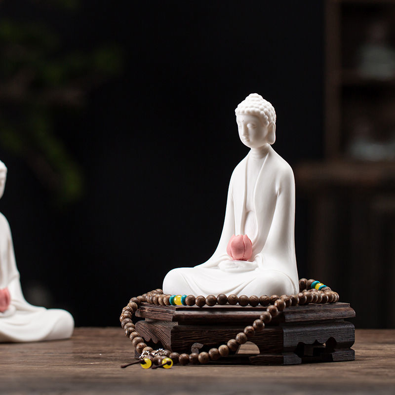 White porcelain small Buddha tea pet tea play can be raised Zen Buddha statue ornaments boutique Creative safety decoration crafts