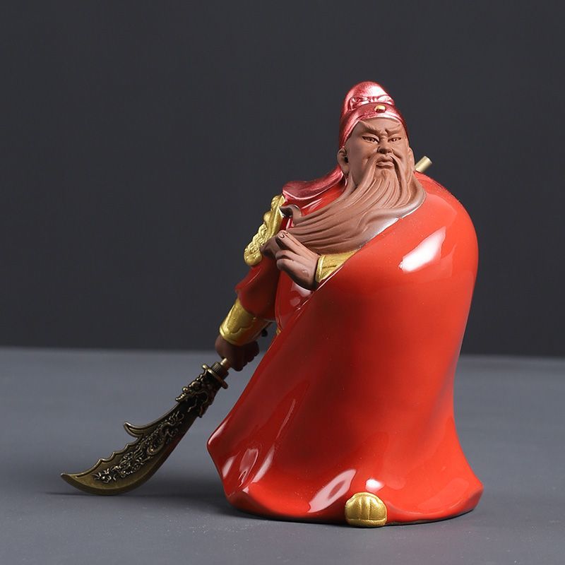 Purple sand can be used to raise the martial saint Guan Yu small ornaments home fortune-attracting boutique Guan Gong decoration tea pet tea play tea table decoration