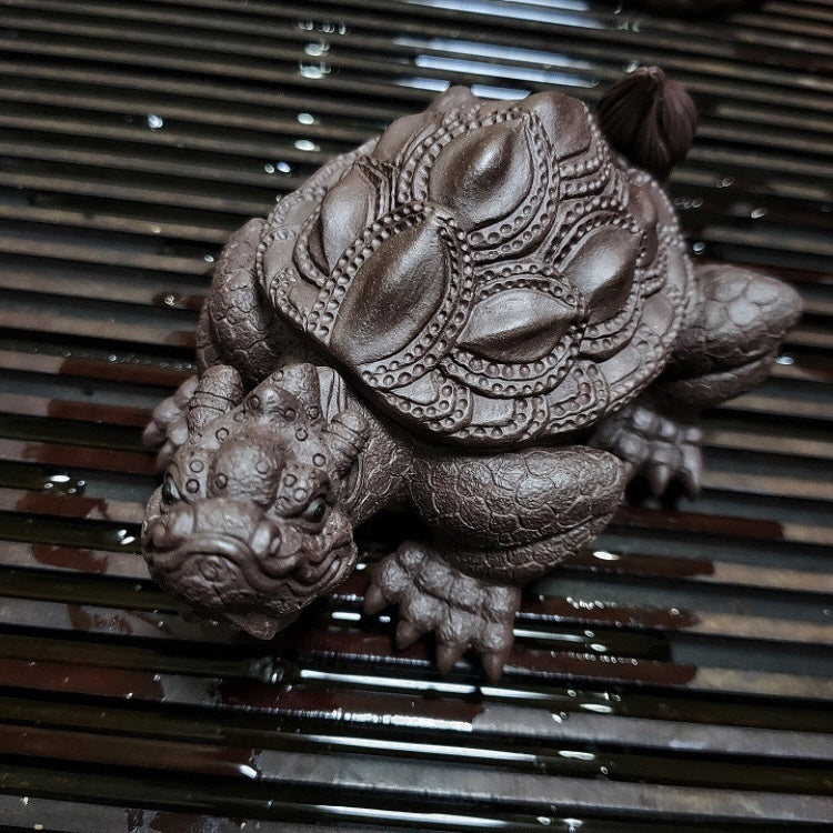 Yixing purple sand tea pet Baxia dragon turtle sculpture exquisite ornaments