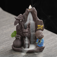 Creative tea pet purple sand backflow incense burner tea ceremony home indoor mountain stream incense ornaments sandalwood agarwood incense