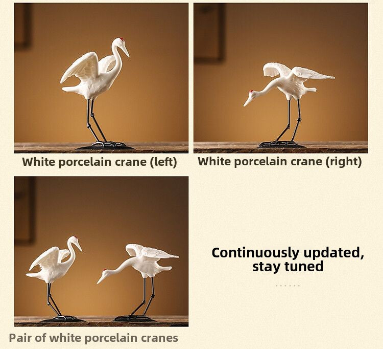 Creative Dehua white porcelain crane boutique can be raised tea pet ornaments office living room study desktop decoration gift