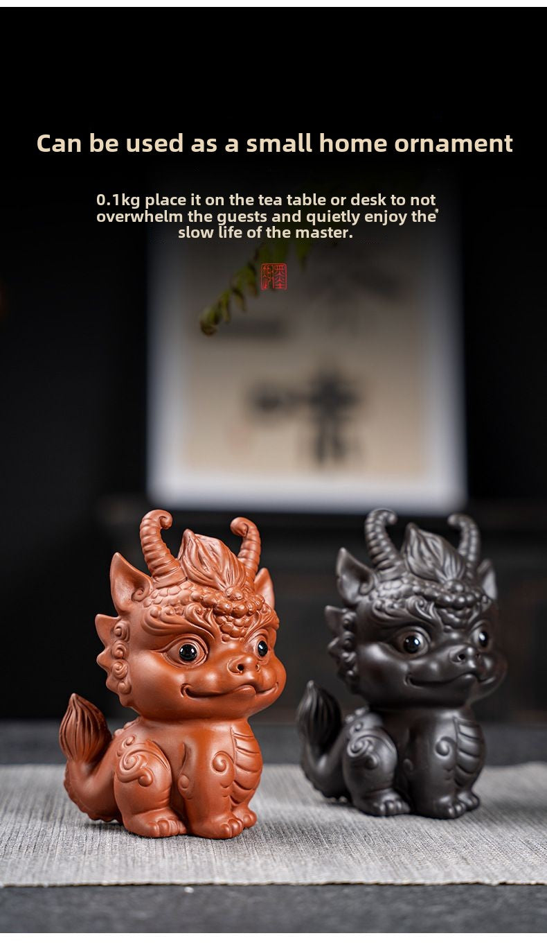 [Exquisite workmanship] Zisha tea pet dragon ornaments can attract wealth and can be used to raise fine tea and play with dual-purpose tea tables, personalized twelve zodiac dragon tea pet ornaments