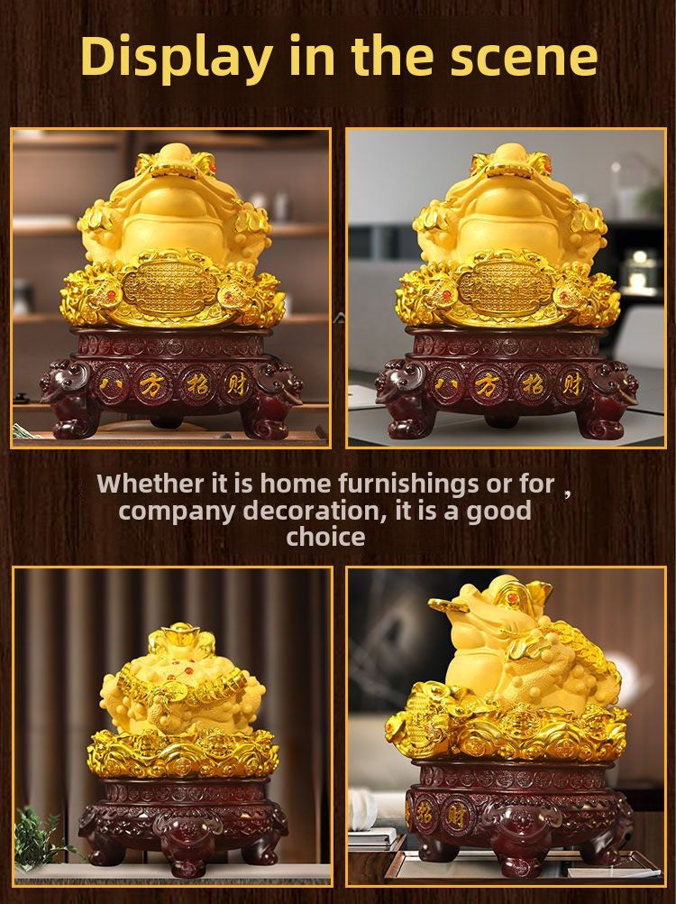 Golden Toad Office Desktop Living Room Decoration Ornaments Fortune TV Cabinet Cashier Desk Front Desk Crafts Opening Gift