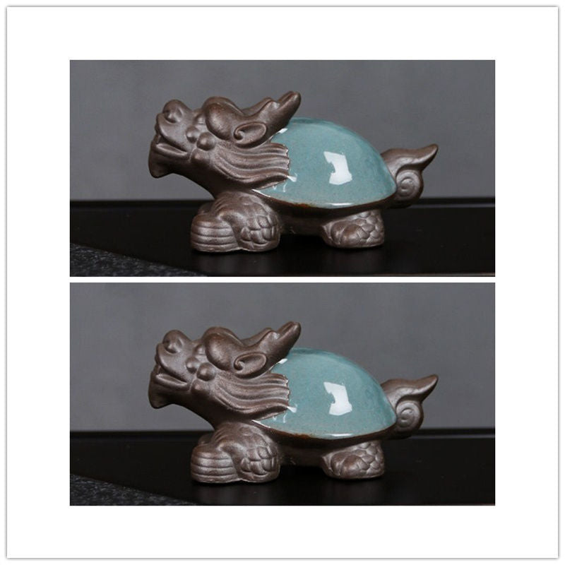 Geyao tea pet dragon turtle ornaments exquisite handmade can be raised to attract wealth cracked tea play tea ceremony accessories tea table tea tray decoration