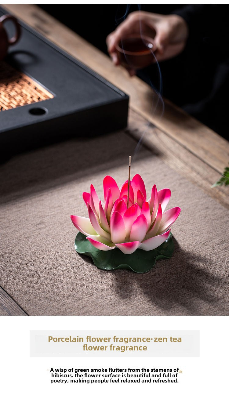 Ceramic color-changing lotus pure hand-made flower Zen ornaments can be inserted with incense Kung Fu tea ceremony color-changing tea pet tea set incense