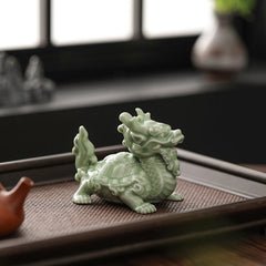 Ceramic dragon turtle ornaments Chinese lucky beast home office desktop tea pet submerged fish tank landscaping decorations