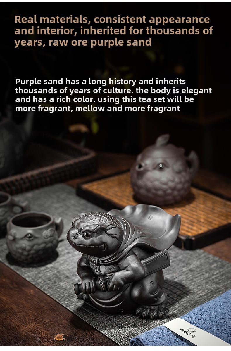 Purple sand tea pet ornaments can be used for home use to attract wealth, dragon turtle, pixiu, golden toad, office tea toys, fine tea ceremony accessories