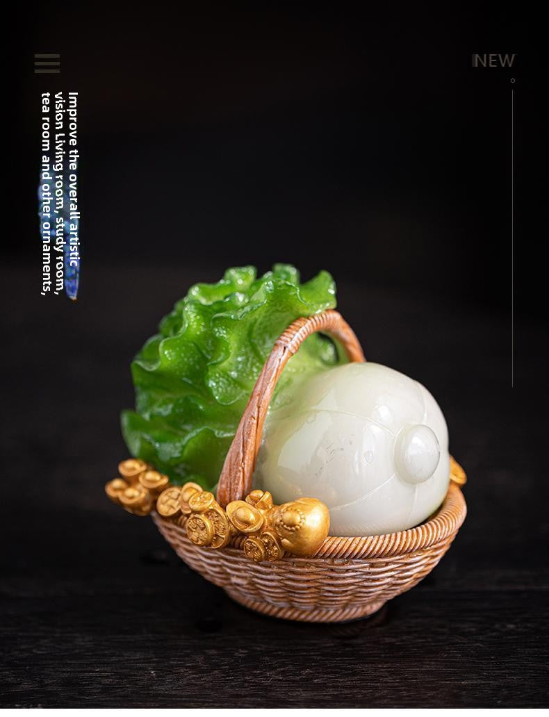 Small cabbage Baicai Ruyi ornaments tea pet tea player home office desk lucky decoration opening housewarming gift