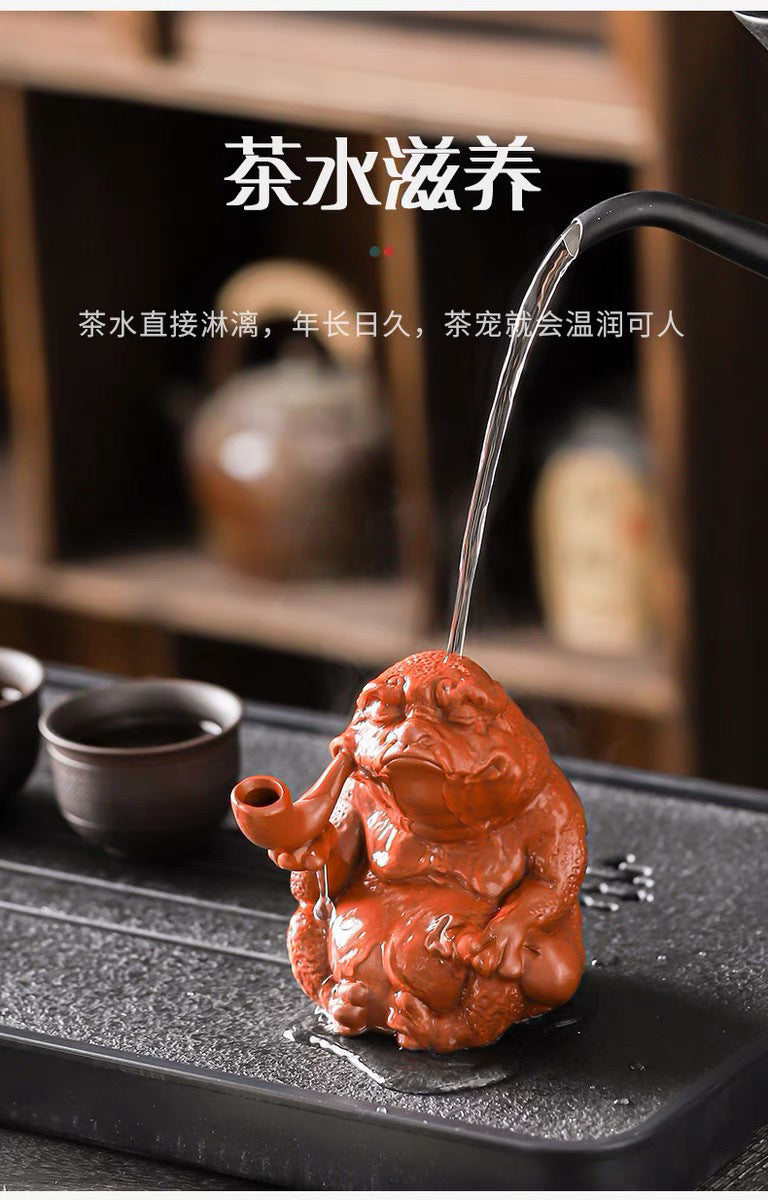 Purple sand pipe Golden Toad tea pet fortune-bringing handmade cultivar tea set accessories Toad tea play tea art home home decoration