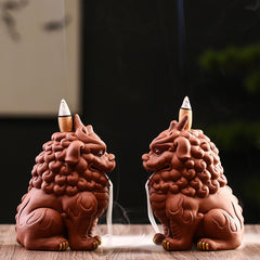 Creative backflow incense burner sandalwood burner Pixiu purple sand tea pet ornaments boutique tea table Kung Fu tea set accessories