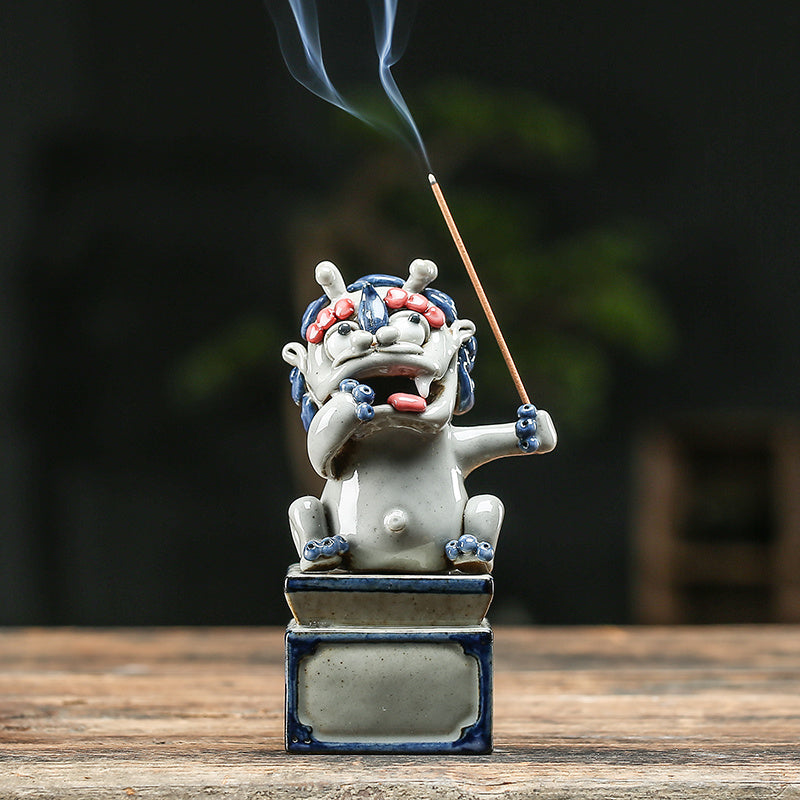 Lucky Pixiu tea pet ceramic line incense burner aromatherapy burner boutique can be raised handmade incense holder creative home accessories incense