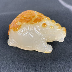 Natural chalcedony, colorful and cleverly carved dragon turtle small ornaments, exquisitely carved chalcedony dragon turtle tea pet birthday gift