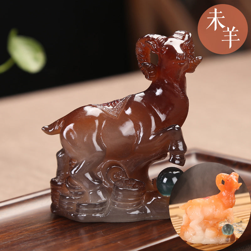 12 Chinese Zodiac Animals Rat Ox Tiger Rabbit Dragon Snake Horse Sheep Monkey Chicken Dog Pig Color Changing Tea Playing Tea Pet Ornaments Tea Tray