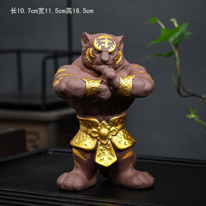 Purple sand personality tiger tea pet ornaments creative handmade zodiac tiger year home living room crafts decoration