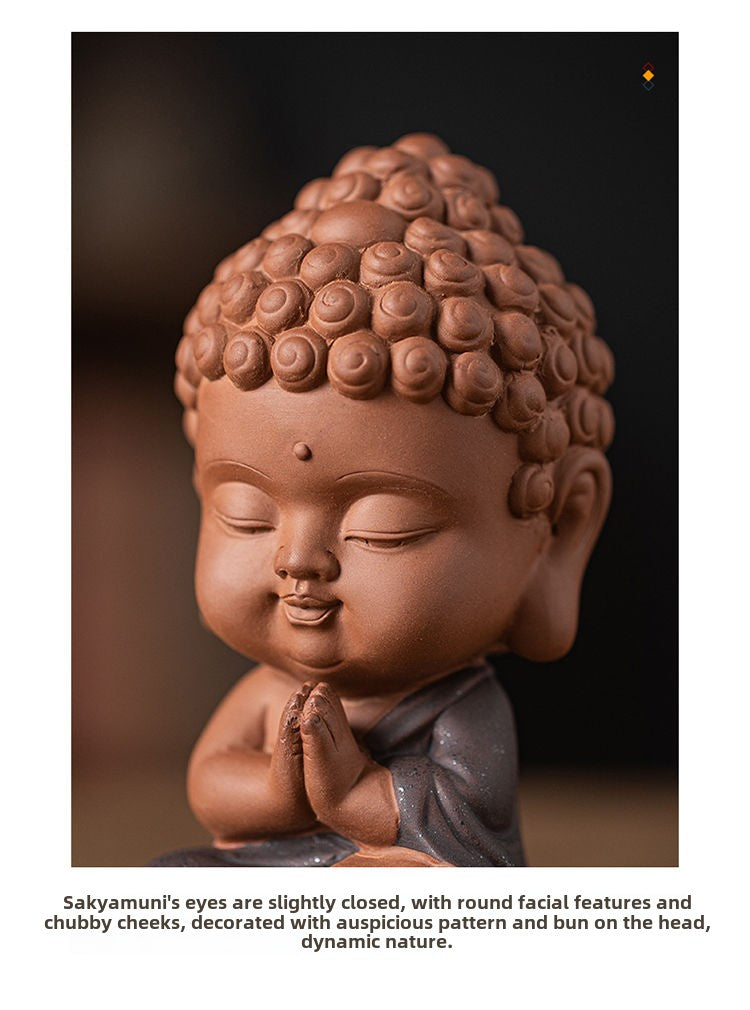 Zen purple sand small Tathagata tea pet ornaments boutique can be raised ceramic small Buddha statue tea toy tea tray tea table tea ceremony accessories