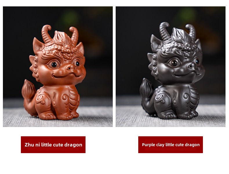 [Exquisite workmanship] Zisha tea pet dragon ornaments can attract wealth and can be used to raise fine tea and play with dual-purpose tea tables, personalized twelve zodiac dragon tea pet ornaments