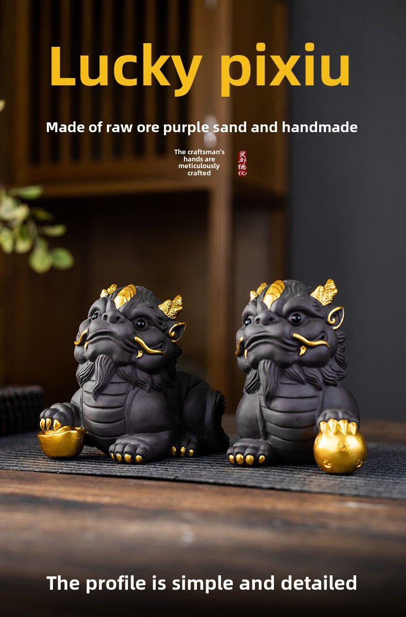 High-grade purple sand tea pet Pixiu to attract wealth and treasure ornaments can be raised tea table tea table tea ceremony ornaments purple sand ornaments