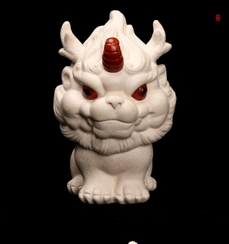 Zisha tea pet ornaments handmade [Dragon Lion Kylin] creative watering can be raised height 13 cm