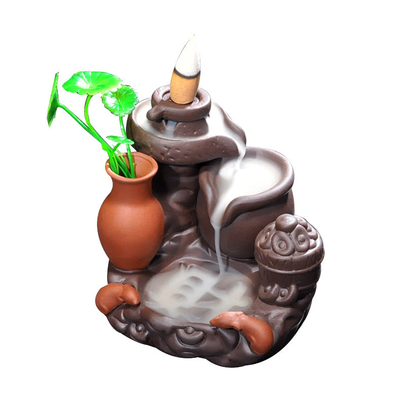 Backflow incense burner good luck home indoor mountain stream purple sandalwood tea ceremony creative tea pet personality ornaments