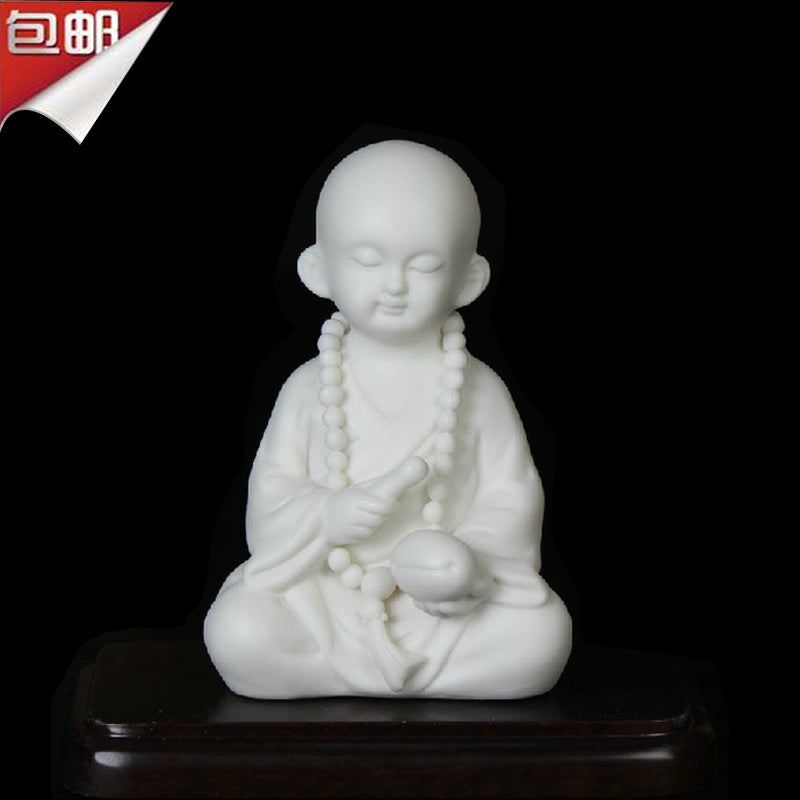 Creative boutique Dehua white porcelain Zen little monk tea pet ornaments handmade ceramic little monk home decoration