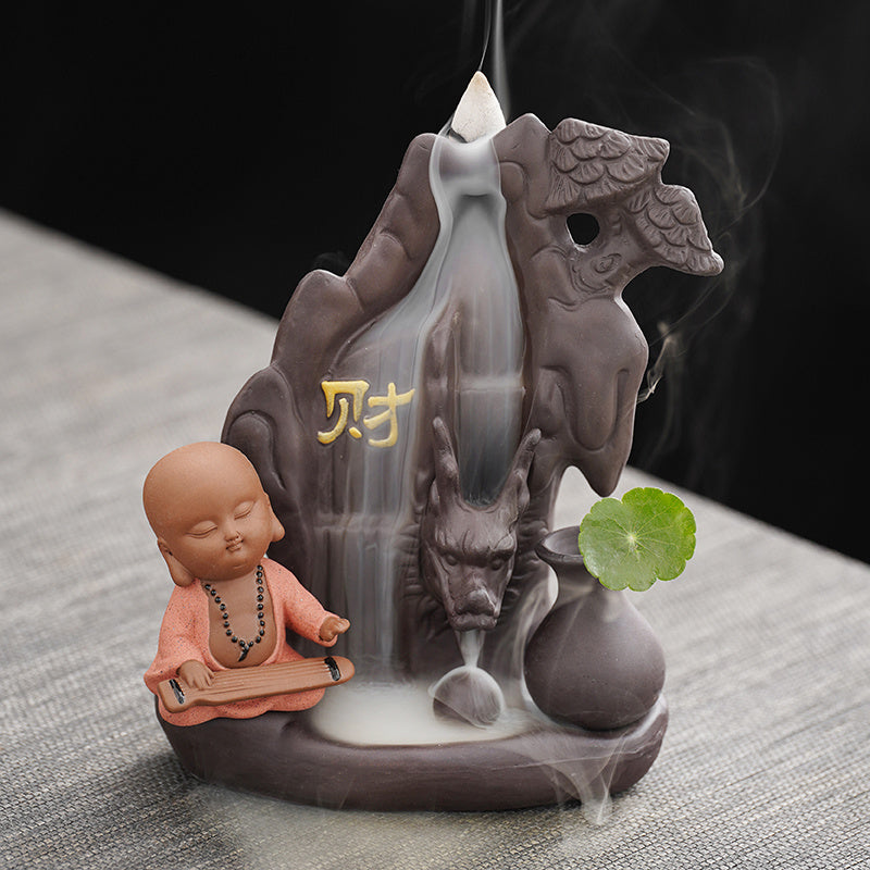 Creative tea pet purple sand backflow incense burner tea ceremony home indoor mountain stream incense ornaments sandalwood agarwood incense