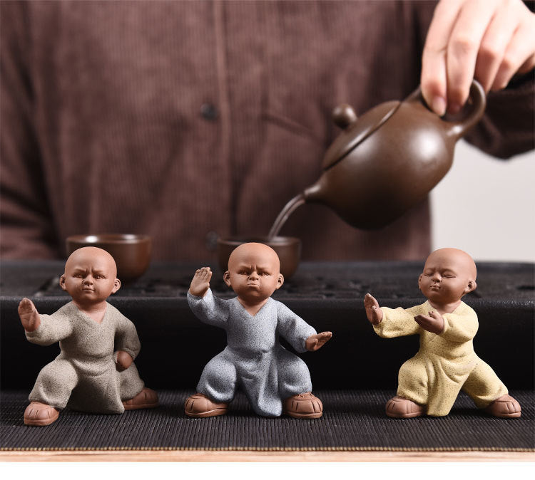 Tea pet ornaments can be kept Kung Fu Tai Chi little monk sand mining eight-style Zen desktop office personality decoration