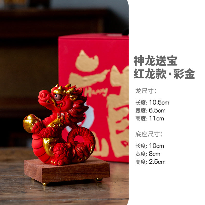 Creative twelve zodiac auspicious dragon fortune home desktop decorations tea table tea pets dragon year mascot