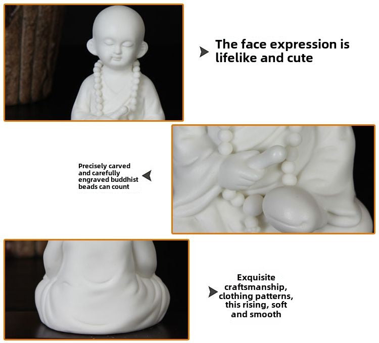 Creative boutique Dehua white porcelain Zen little monk tea pet ornaments handmade ceramic little monk home decoration