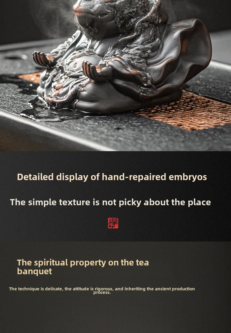 Purple pottery toad fairy tea pet can be raised tea fun tea play office desktop personality decoration ornaments Kung Fu tea ceremony living room accessories