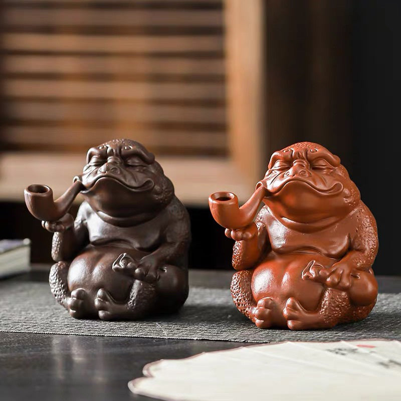 Purple sand pipe Golden Toad tea pet fortune-bringing handmade cultivar tea set accessories Toad tea play tea art home home decoration