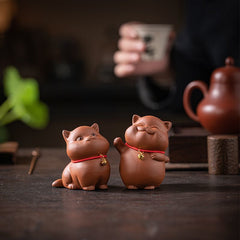 Yuxuan purple sand tea pet cute cat ornaments bell lucky cat creative tea play tea art home desktop ornaments