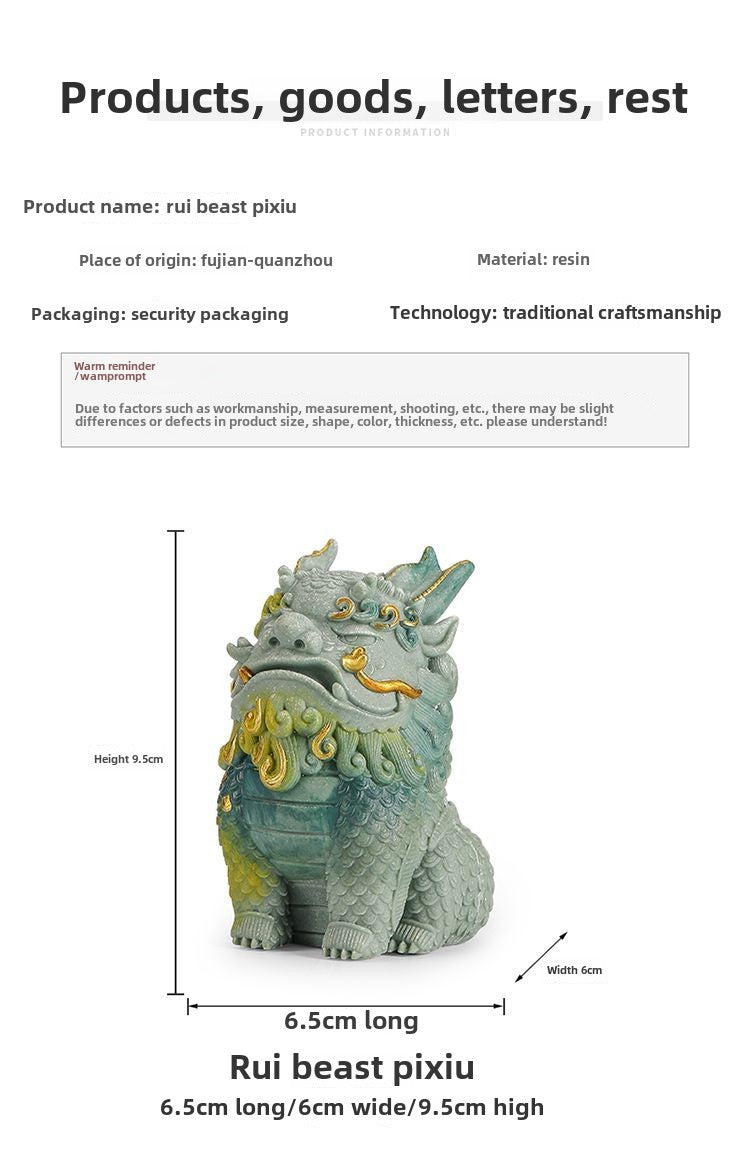 Sandstone lucky Pixiu desktop ornaments God of Wealth office workstation decoration desktop national trend ornaments Kirin cute