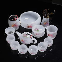 Chinese tea set glass good luck tea set a set of household tea cups ceramic Chinese style gift office a complete set