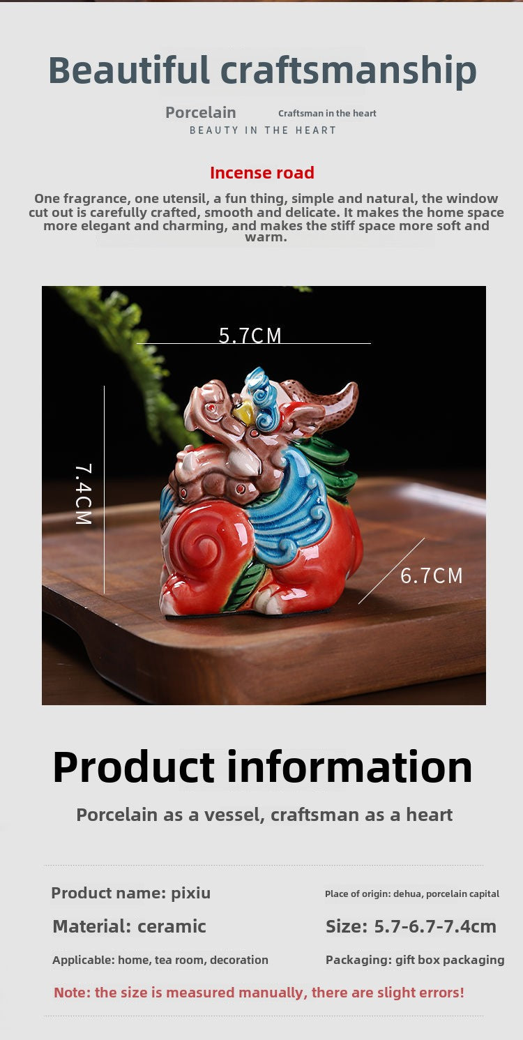 Fortune-attracting ceramic tea pets, Pixiu, golden toad, unicorn ornaments, tea trays, can be raised, Taiwan Cochin pottery, car-mounted, wealth-gathering car