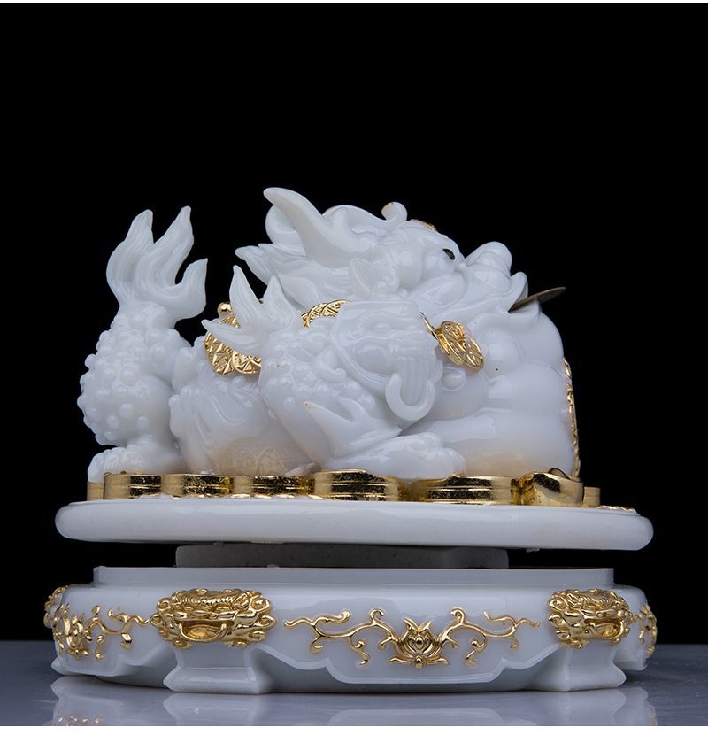 Overlord Golden Toad Ornaments White Marble Fortune-bringing Golden Toad Golden Cicada Rotatable Office Store Opening Gift Ornaments