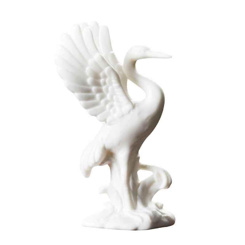 Porcelain Juyuan high-end all-porcelain white crane living room tea table tea pet ceramic ornaments crafts creative bonsai decoration crane