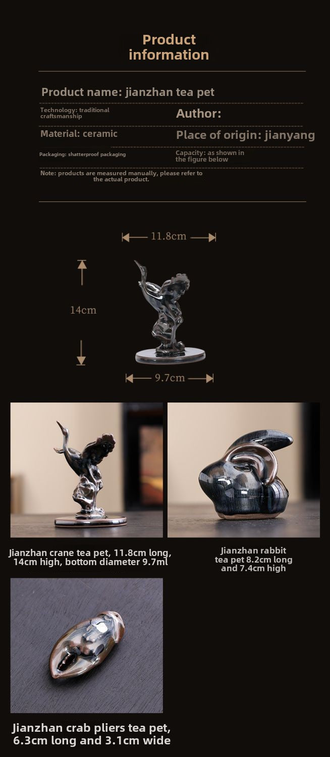 Jianzhan crane tea pet ornaments high-end tea table living room home decoration tea ceremony rabbit ornaments tea play accessories