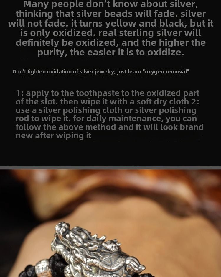 Xuanwu dragon turtle bracelet Pixiu bracelet men's sterling silver 999 women's hand-woven retro men's niche hand jewelry