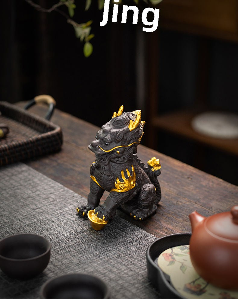 Kirin tea pet ornaments national style national trend boutique can be raised decoration auspicious beast creative home purple sand tea play tea table tea