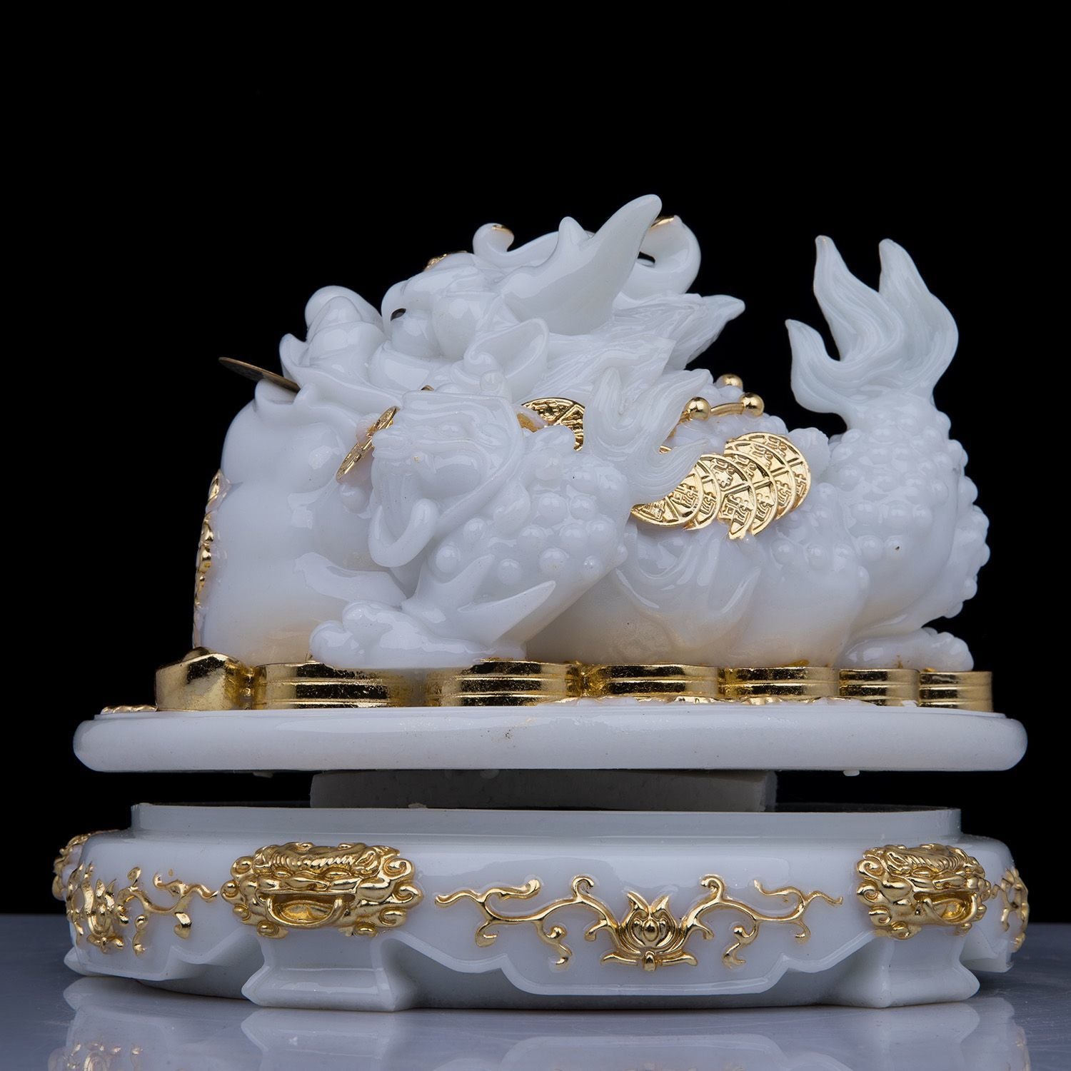 Overlord Golden Toad Ornaments White Marble Fortune-bringing Golden Toad Golden Cicada Rotatable Office Store Opening Gift Ornaments