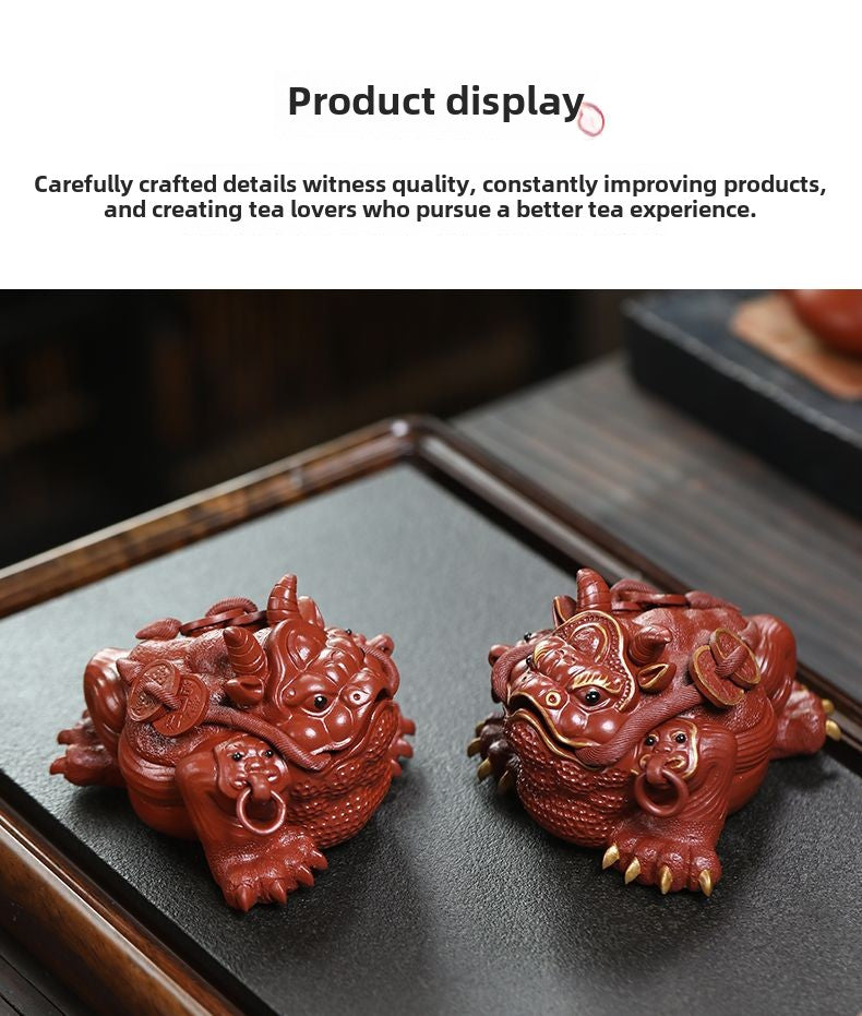 Purple sand Yixing Jinchan tea pet fortune ornaments handmade tea set toad Dahongpao tea table boutique can be raised