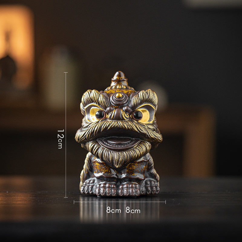 National trend awakening lion tea pet ornaments creative ceramic cute little lion fortune home tea room antique shelf decoration gift